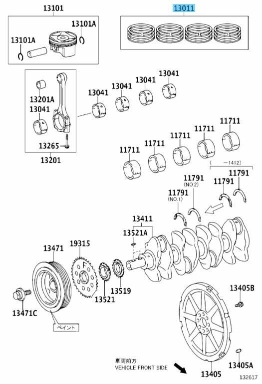 TOYOTA LEXUS CT200h ZWA10 2011-2015 Genuine Piston Ring Set 13011-37110 OEM