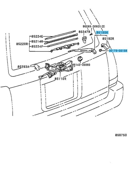 TOYOTA 4RUNNER KZN# RZN# VZN# 1996-2003 Genuine Rear Wiper Arm & Nut Set OEM