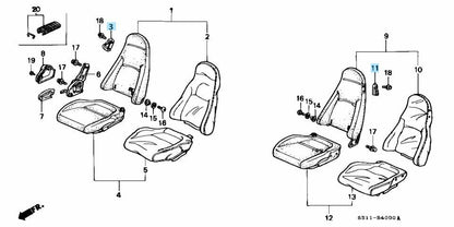 HONDA BEAT PP1 1991-1996 Genuine Seatbelt Guide RL Set 81127/81527-SS1-000ZA OEM