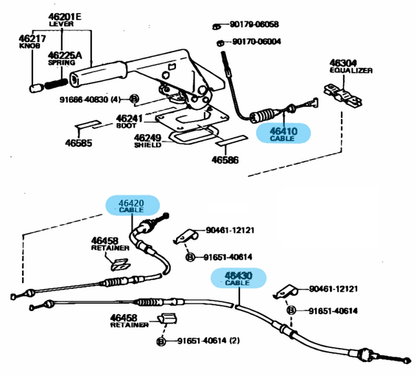 TOYOTA LEVIN TRUENO AE86 Genuine Parking Brake Cable Wire Set Disc Brakes OEM