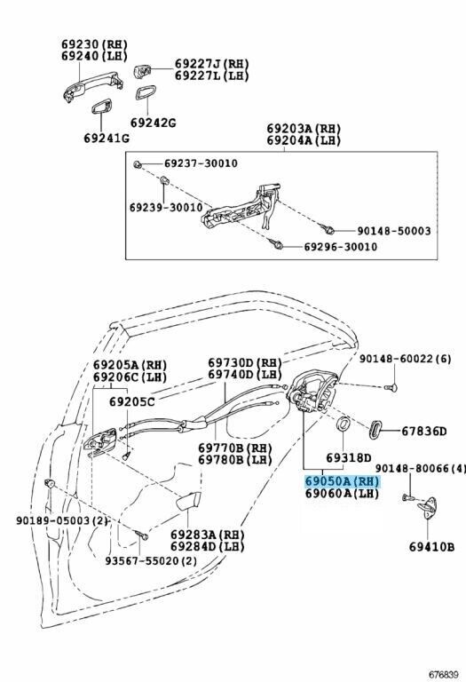 TOYOTA LEXUS Genuine Door Lock Actuator Assy Rear W/Motor Right 69050-33120 OEM