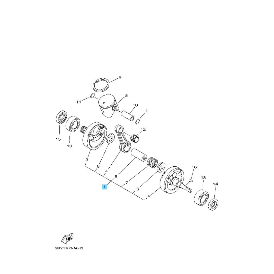 YAMAHA YZ125 2005-2021 YZ125X 2020-2022 Genuine Crankshaft Assy 1C3-11400-20 OEM