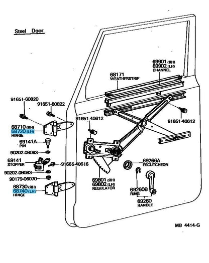 TOYOTA LAND CRUISER BJ4# FJ4# 69-84 Genuine Front Door Hinge Upper & Lower LH