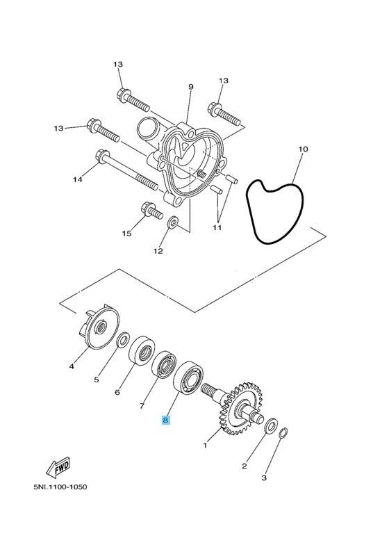 YAMAHA WR250F 01-09 11-13 Genuine Water Pump Bearing 93306-00105-00 OEM