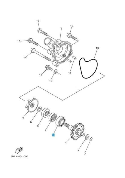 YAMAHA WR250F 01-09 11-13 Genuine Water Pump Bearing 93306-00105-00 OEM