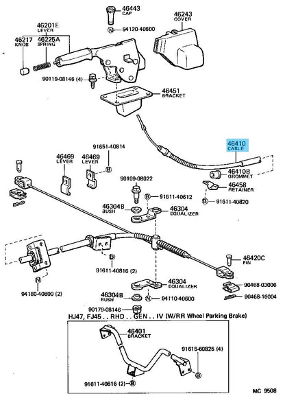 TOYOTA LAND CRUISER BJ/FJ40 80-82 Genuine Parking Brake Cable Assy No.1 OEM RHD