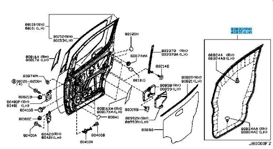 NISSAN NV200 M20 Genuine Fr/Door Weatherstrip RH & LH 80830-JX30A 80831-JX30A