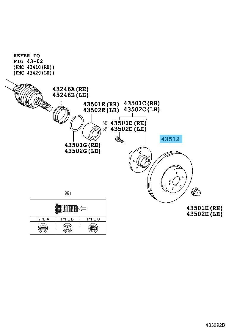 TOYOTA HIGHLANDER GSU55 10-19 Genuine Front Brake Rotor 43512-0E030 x2 Set OEM