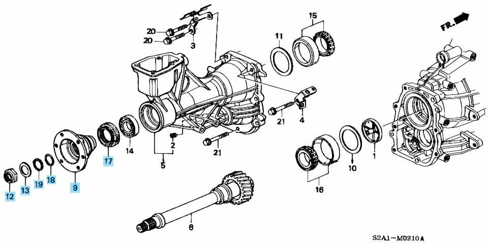 HONDA S2000 04-09 Genuine Secondary Shaft Flange & Bearing & Oil Seal Set OEM