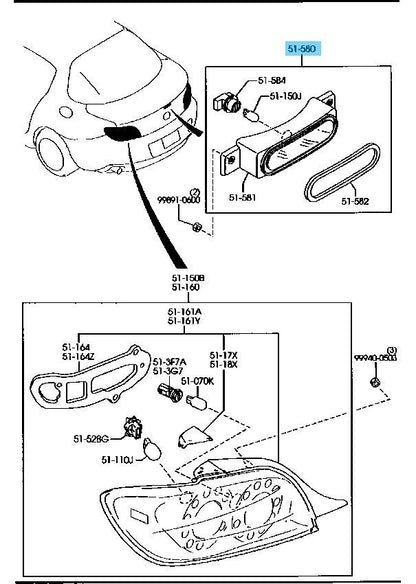 MAZDA RX-8 SE3P FE 04-11 Genuine Hi.Mount Stop Lamp F151-51-580E OEM Late Model