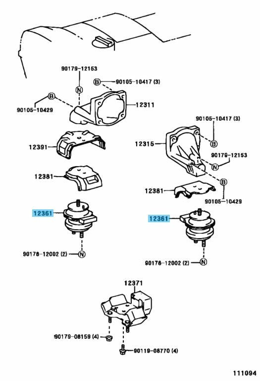 LEXUS GS4## IS300 1JZ 2JZ Genuine Insulator Engine Mounting Front 12361-46190 x2