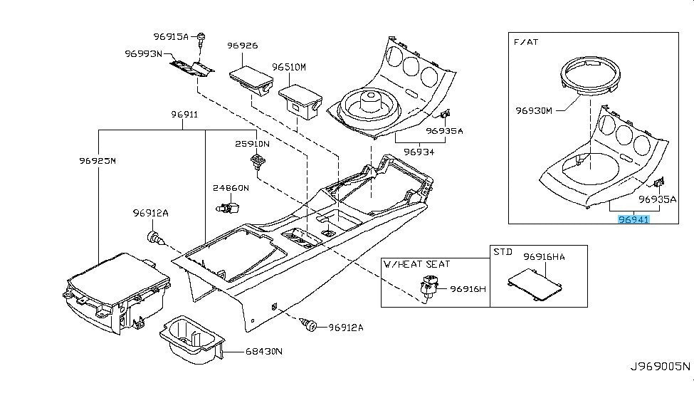 NISSAN 350Z Z33 04-05 Genuine Center Console Finisher Indicator AT 96913-CE800