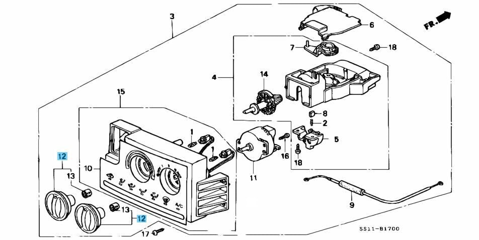 HONDA BEAT PP1 1991-1996 Genuine Heater Control Knob 79581-SS1-013 OEM