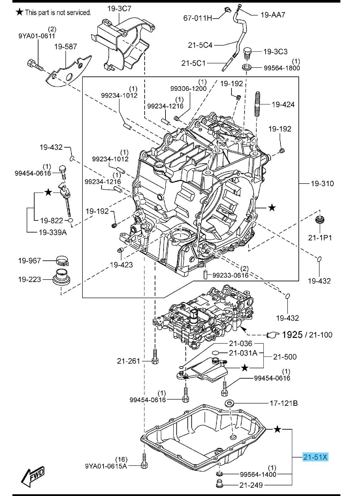 MAZDA CX-5 KE5FW 13-17  Genuine Automatic Transmission Oil Pan FZ01-21-51XB OEM