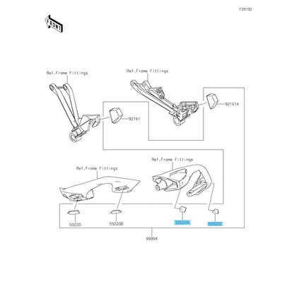KAWASAKI NINJA 1000SX '20-24 Genuine Grip Stay Guard RH(Front & Rear) Set OEM
