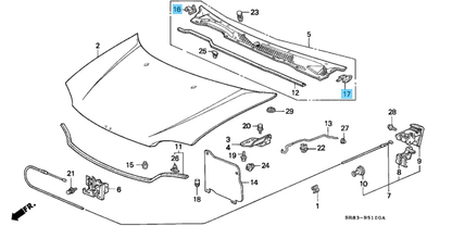 HONDA CIVIC EG EJ1 92-95 Genuine Bonnet Hood Hinge Cover Rubber Right & Left OEM