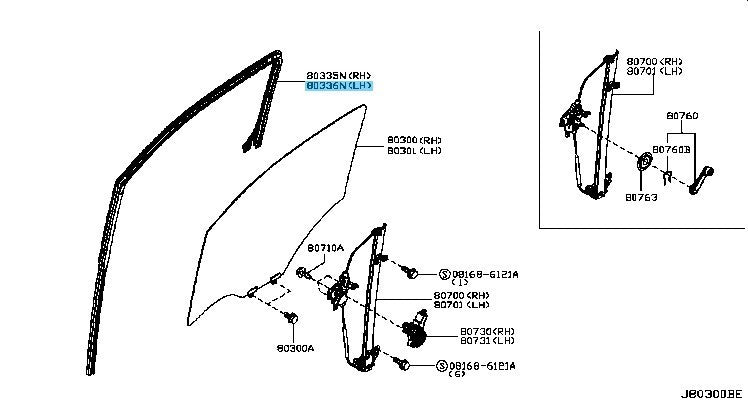 NISSAN NV200 M20 Genuine Front Door Glass Run Rubber LH 80331-5LA0A OEM
