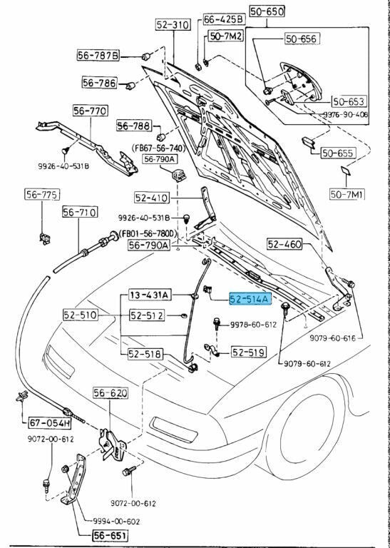 MAZDA SAVANNA RX-7 1986-1991 Genuine Shroud Bonnet Stay Holder FB01-52-514B OEM