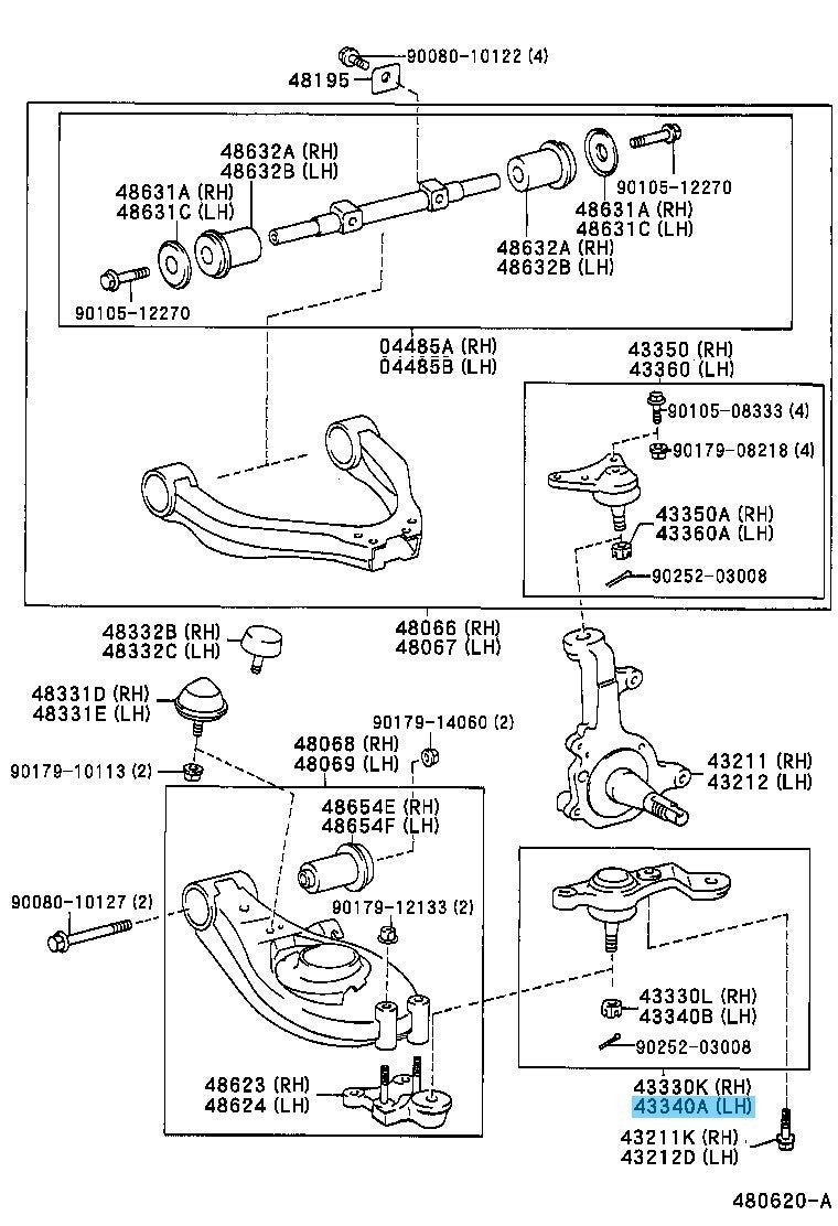 TOYOTA TACOMA RZN150 95-03 Genuine Front Lower Ball Joint Assy LH OEM 2WD Only