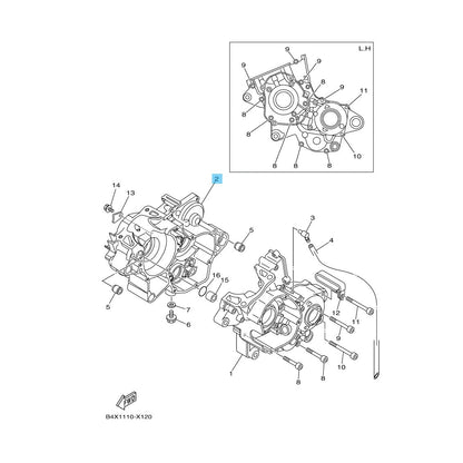 YAMAHA YZ125 '22-26 YZ125X '23-26 Genuine Crankcase No.2 B4X-15121-00-00 OEM