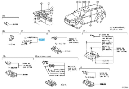 TOYOTA HIGHLANDER GSU40 2008-2013 Genuine Courtesy Lamp Assy 81230-48020 OEM