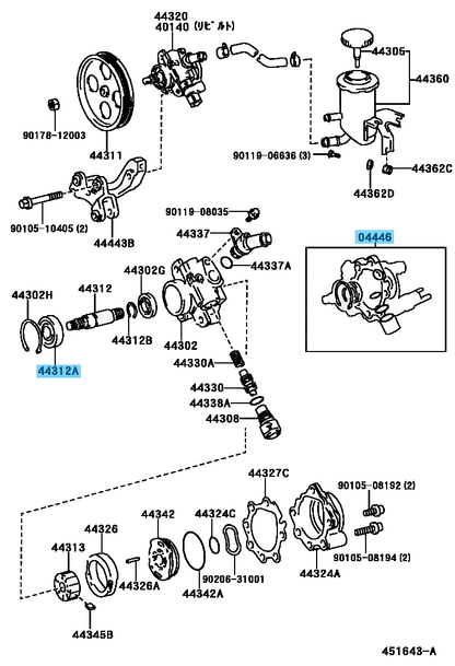 TOYOTA SUPRA 4RUNNER T100 IS300 Genuine Power Steering Rebuild Kit & Bearing OEM
