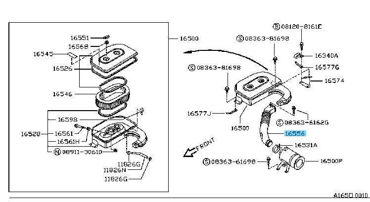 NISSAN PATROL Y60 Y61 Genuine Air Cleaner Duct 62860-07J00 OEM For TD42 ENGINE