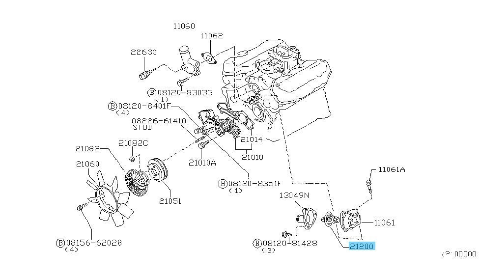 NISSAN 300ZX Z31 Z32 1992-1994 Genuine Thermostat Assembly 21200-42L0A OEM