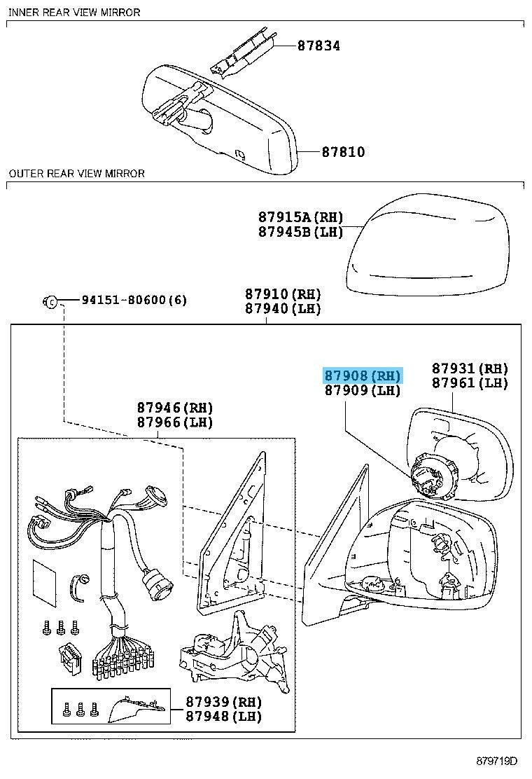 TOYOTA LAND CRUISER URJ200 08-21 Genuine Outer Mirror Actuator RH 87908-60B40