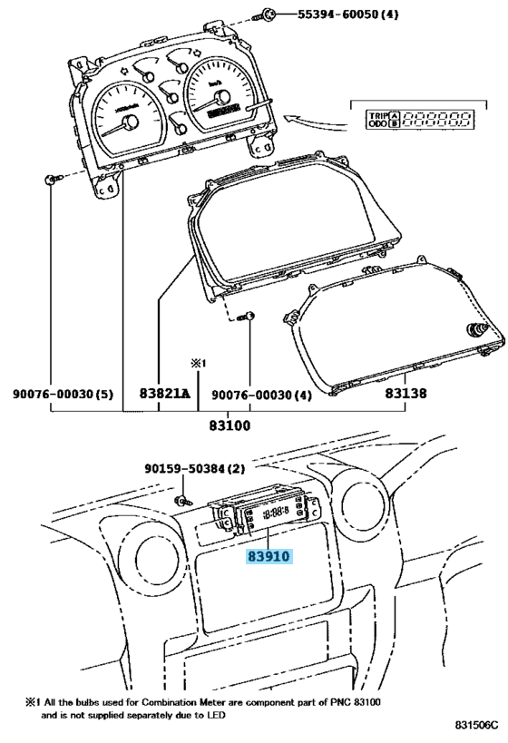 TOYOTA LAND CRUISER 70 Series Genuine Multi Function Clock Assy 83910-60240 OEM