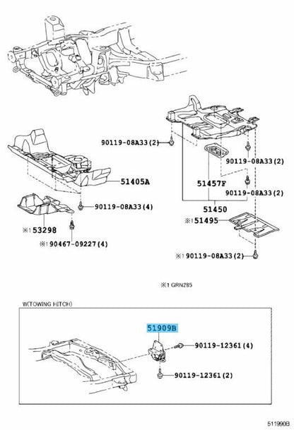 TOYOTA 4RUNNER GRN2## '03-24 Genuine Pintle Hook Support Tube 51909-35011 OEM