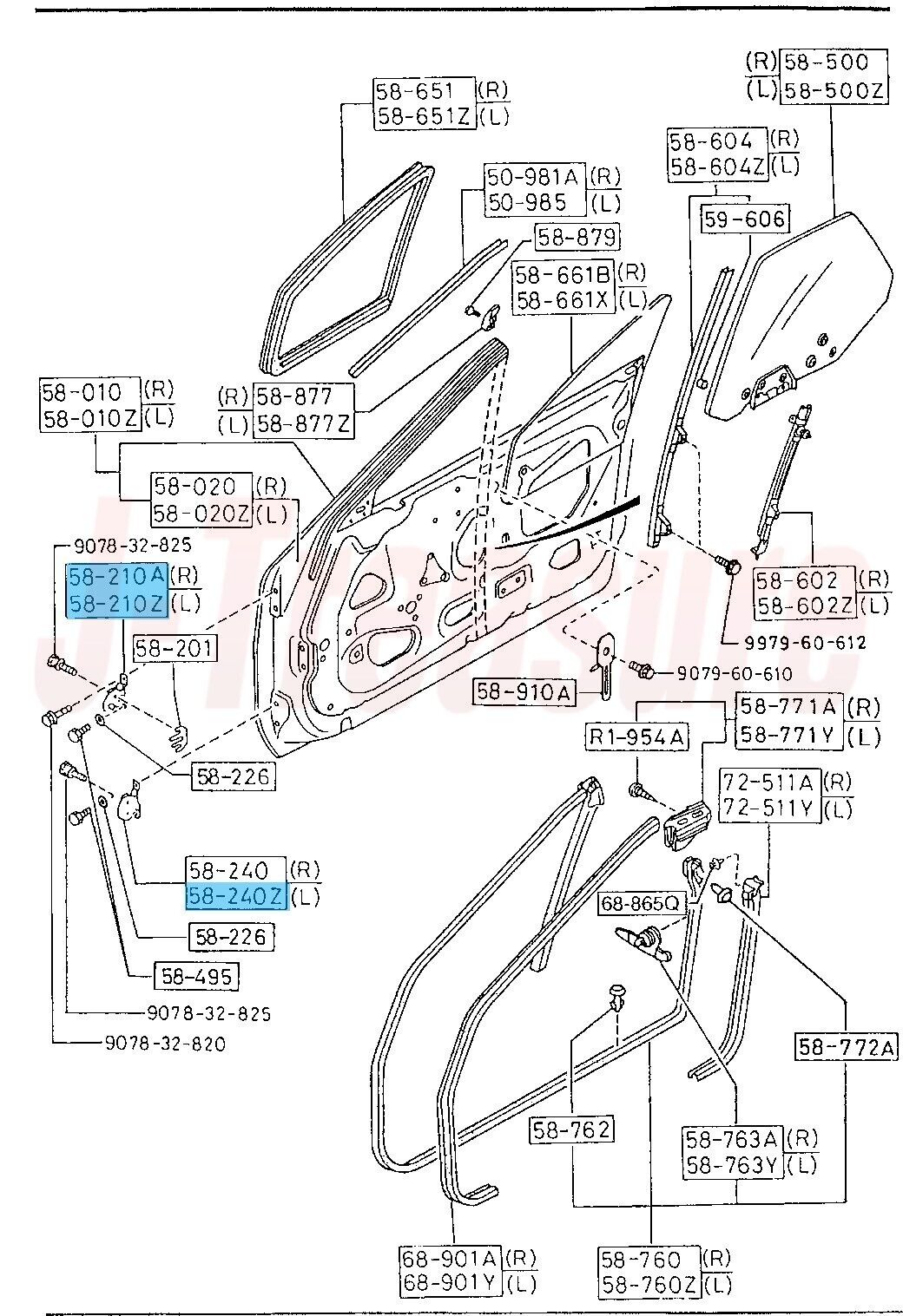 MAZDA RX-7 Convertible FC3C Genuine Up Door Hinge RH LH & Low Door Hinge LH Set