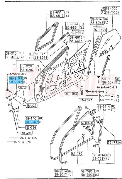 MAZDA RX-7 Convertible FC3C Genuine Up Door Hinge RH LH & Low Door Hinge LH Set