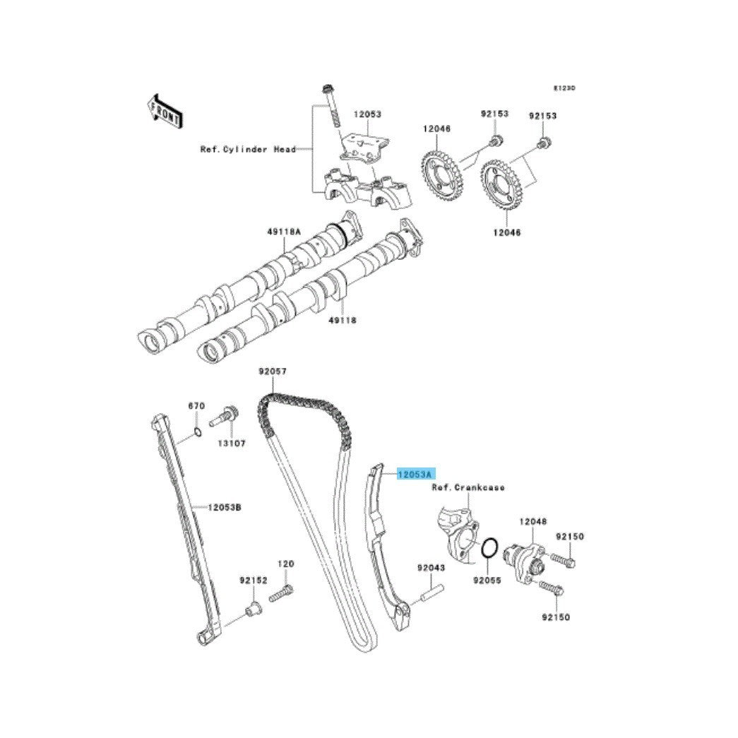 KAWASAKI NINJA ZX-10R ZX1000 2004-2010 Genuine Chain Guide Rear 12053-0050 OEM