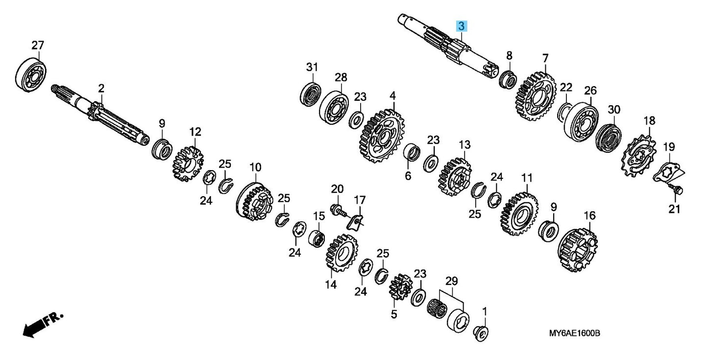 HONDA XR650L 1993-2009 2012-2024 Genuine Countershaft 23220-MAN-690 OEM