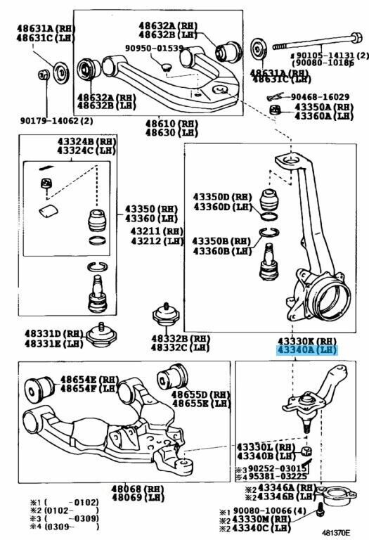 TOYOTA TUNDRA UCK30 00-03 Genuine Lower Ball Joint Assy Front LH 43340-39356