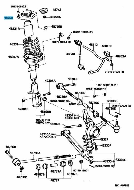 TOYOTA MR2 AW1# 85-89 Genuine Rear Suspension Support 48750-17010 x2 Set OEM