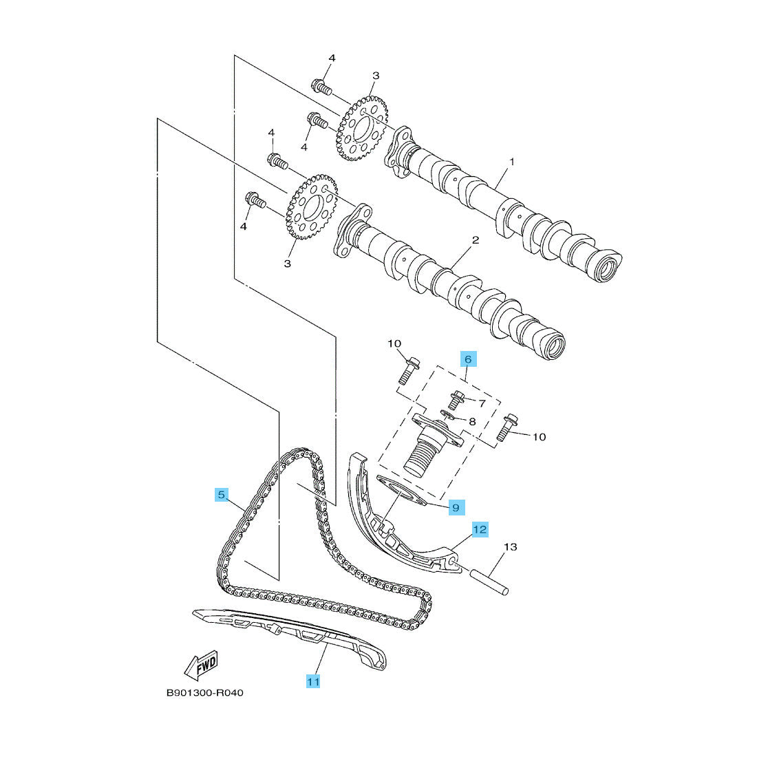 YAMAHA MT-09 2018-2020 Genuine Cam Chain & Tensioner & Damper Set OEM