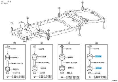 TOYOTA LAND CRUISER PRADO GRJ120 03-09 Genuine No.4 Up & Low Mounting RL set