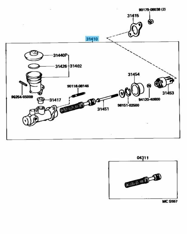 TOYOTA LAND CRUISER HDJ80 94-01 Genuine Clutch Master Cylinder 31410-60372 OEM