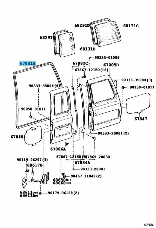 TOYOTA LAND CRUISER FZJ80 Genuine Back Door Weatherstrip 67881-60021 OEM