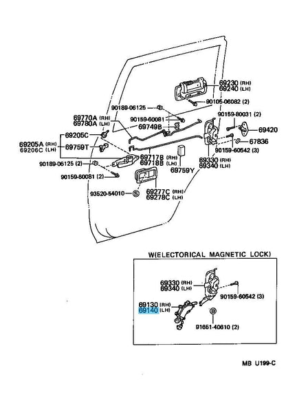 TOYOTA LAND CRUISER FZJ80 91-97 Genuine Rear Door Lock Actuator LH 69140-60010