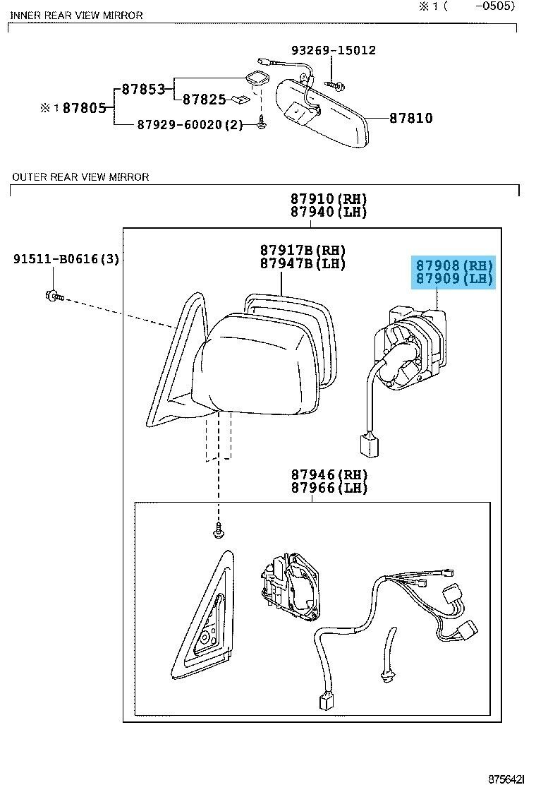 TOYOTA LEXUS LX470 2002-2006 Genuine Outer Mirror Actuator Assy RH & LH Set OEM