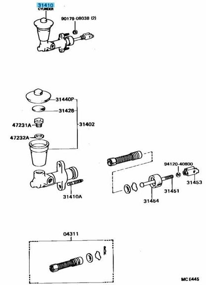 TOYOTA LEVIN TURENO AE86 Genuine Clutch Master Cylinder Assy 31410-20282 OEM