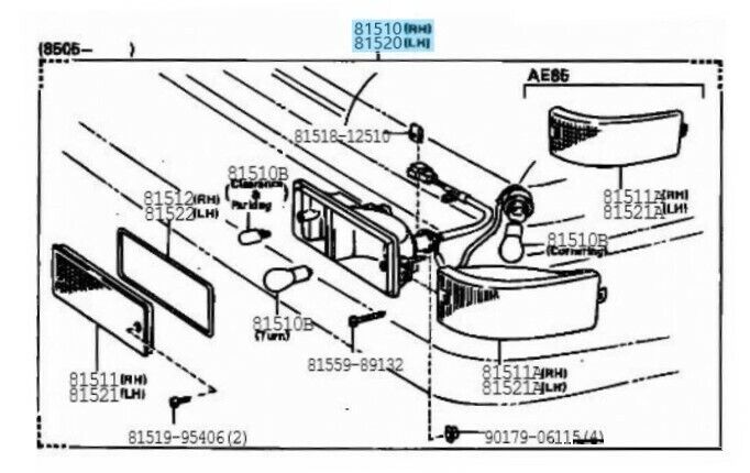 TOYOTA TRUENO AE86 Genuine Late Model Front Bumper Turn Signal Indicator Set OEM