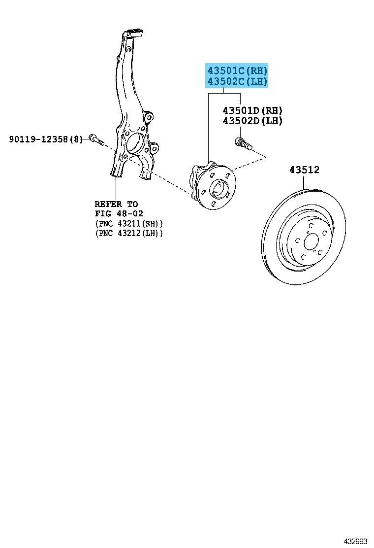 TOYOTA LEXUS IS350 ASE30 2014-2021 Genuine Front Axle Hub RH or LH 43550-30071