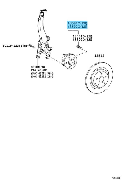 TOYOTA LEXUS IS350 ASE30 2014-2021 Genuine Front Axle Hub RH or LH 43550-30071